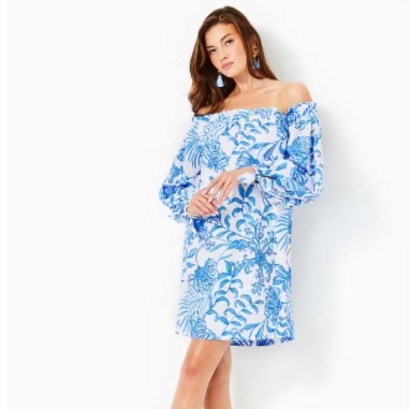 NWT Lilly Pulitzer Jamielynn Off-The-Shoulder Cotton Glisten In Sun Dress Size L - Picture 4 of 6